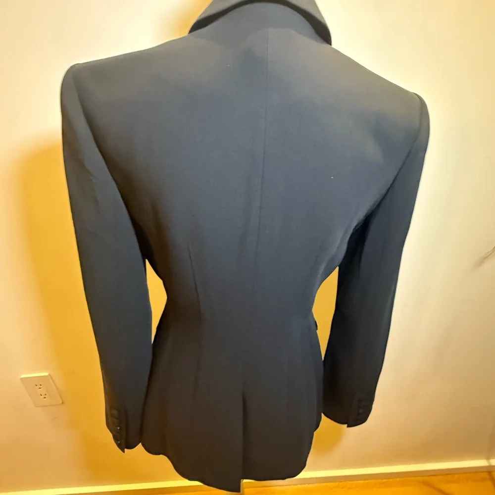 Cinq à Sept Cheyenne Rhinestone-Chain Crepe Black Blazer - Picture 6 of 7